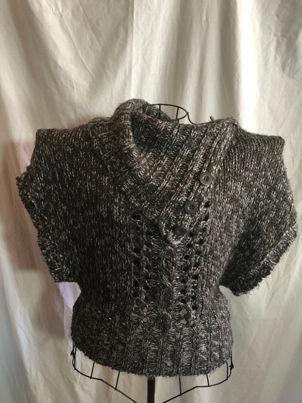 Confess XL Gray/Brown Blend Short Sleeve Sweater 19" Pit to Pit